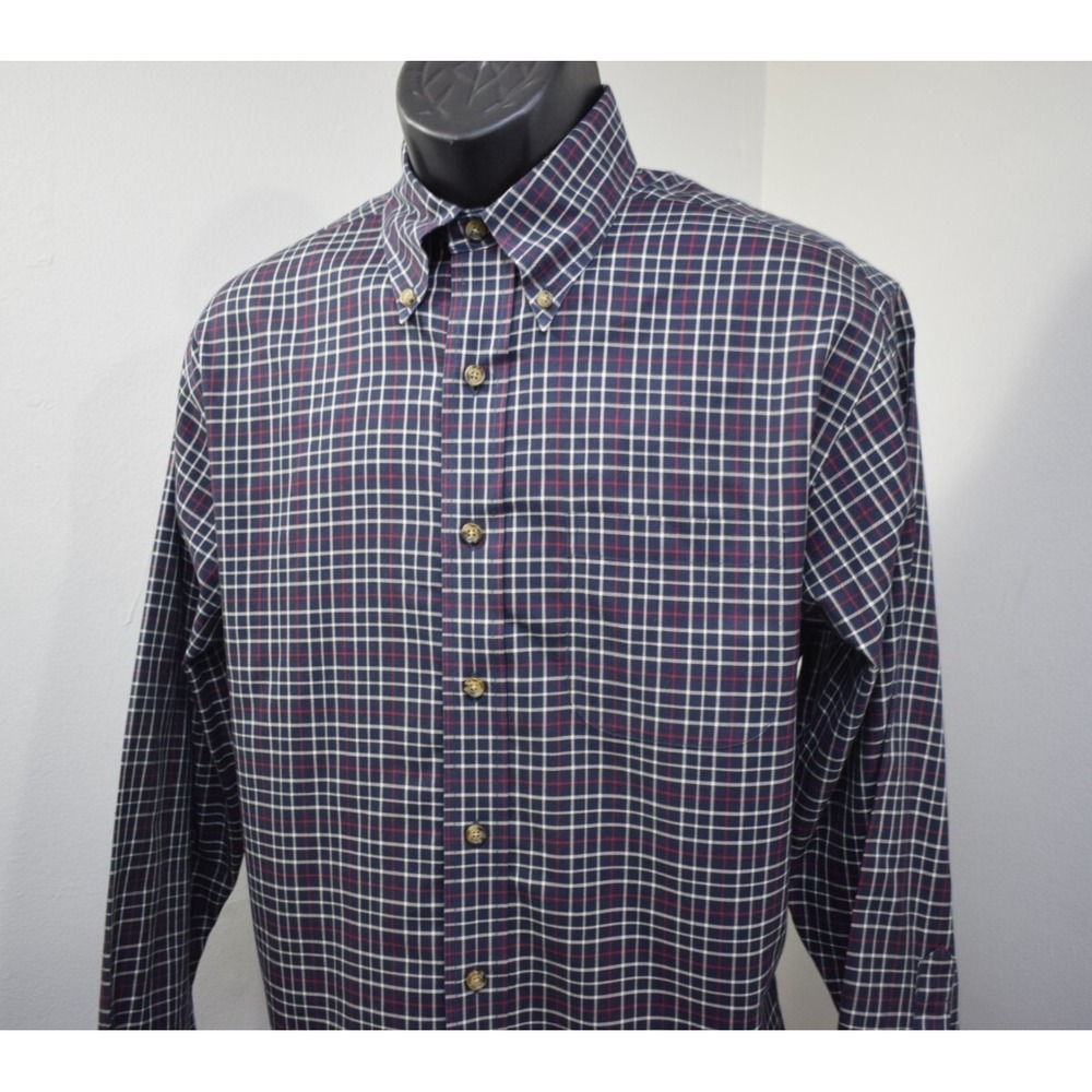 Brooks Brothers Dress Shirt Plaid Non-Iron Long Sleeve Button Up Men Size Medium